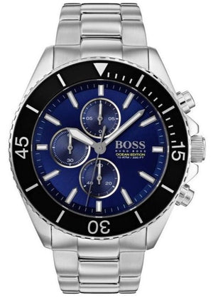 Hugo Boss Ocean Edition Chronograph Blue Dial Silver Steel Strap Watch for Men - 1513704