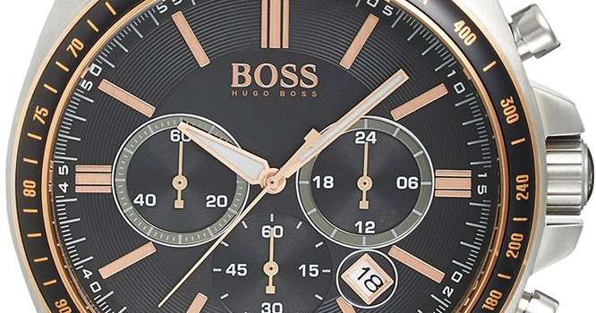 Hugo Boss Driver Sport Chronograph Grey Dial Two Tone Steel Strap Watch for Men - 1513094
