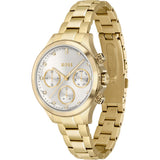 Hugo Boss Hera White Dial Gold Steel Strap Watch for Women - 1502628