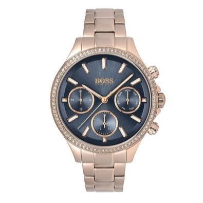 Hugo Boss Hera Blue Dial Gold Steel Strap Watch for Women - 1502566