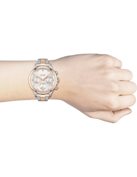 Hugo Boss Hera White Dial Two Tone Steel Strap Watch for Women - 1502564