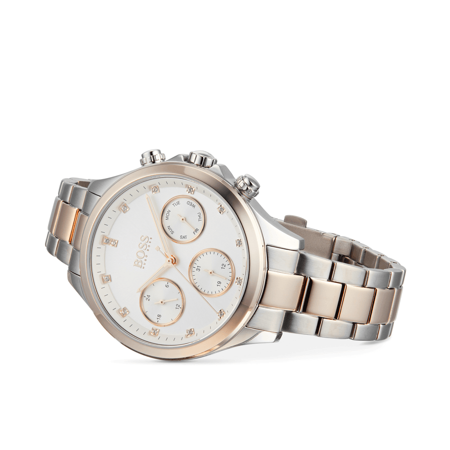 Hugo Boss Hera White Dial Two Tone Steel Strap Watch for Women - 1502564