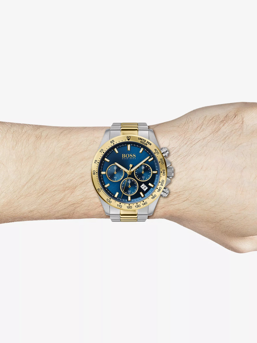 Hugo Boss Hero Blue Dial Two Tone Steel Strap Watch for Men - 1513767