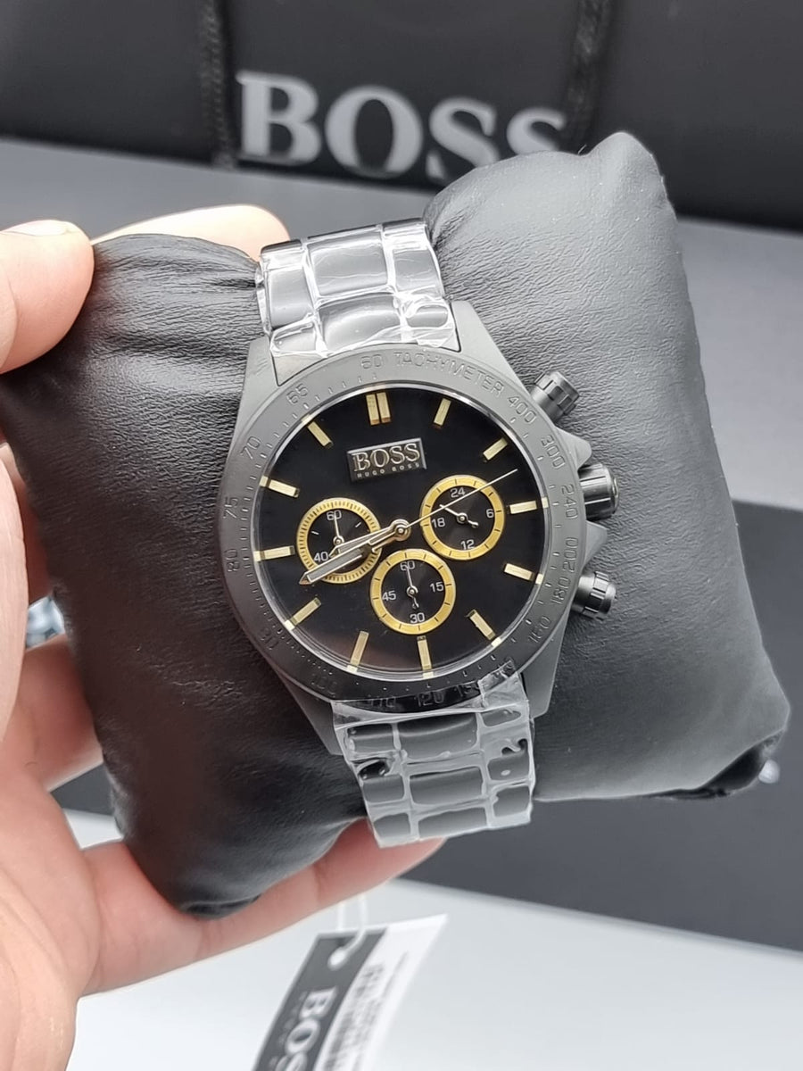 Hugo Boss Ikon Black Dial Black Steel Strap Watch for Men - 1513278