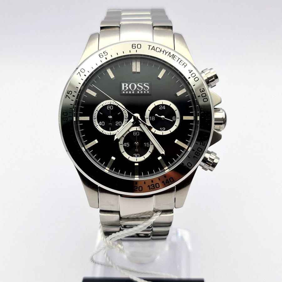 Hugo Boss Ikon Black Dial Silver Steel Strap Watch for Men - 1512965