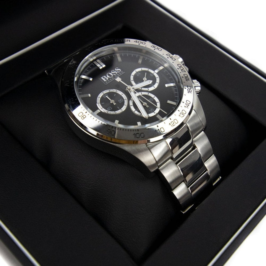 Hugo Boss Ikon Black Dial Silver Steel Strap Watch for Men - 1512965