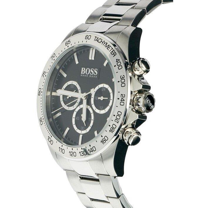 Hugo Boss Ikon Black Dial Silver Steel Strap Watch for Men - 1512965