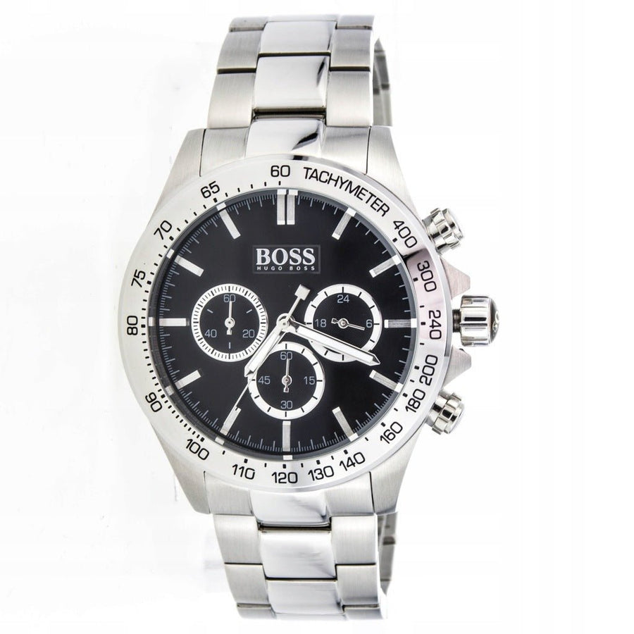 Hugo Boss Ikon Black Dial Silver Steel Strap Watch for Men - 1512965