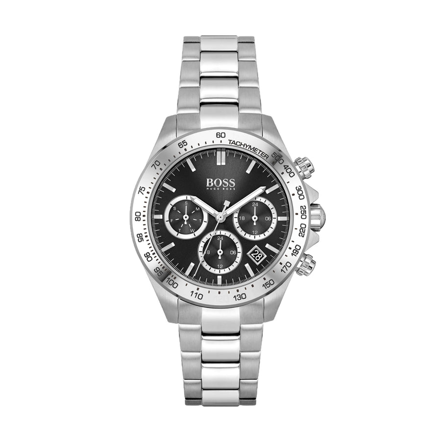 Hugo Boss Ikon Black Dial Silver Steel Strap Watch for Men - 1512965