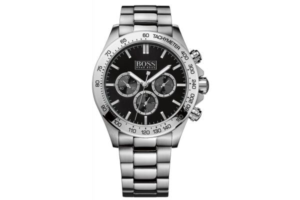 Hugo Boss Ikon Black Dial Silver Steel Strap Watch for Men - 1512965