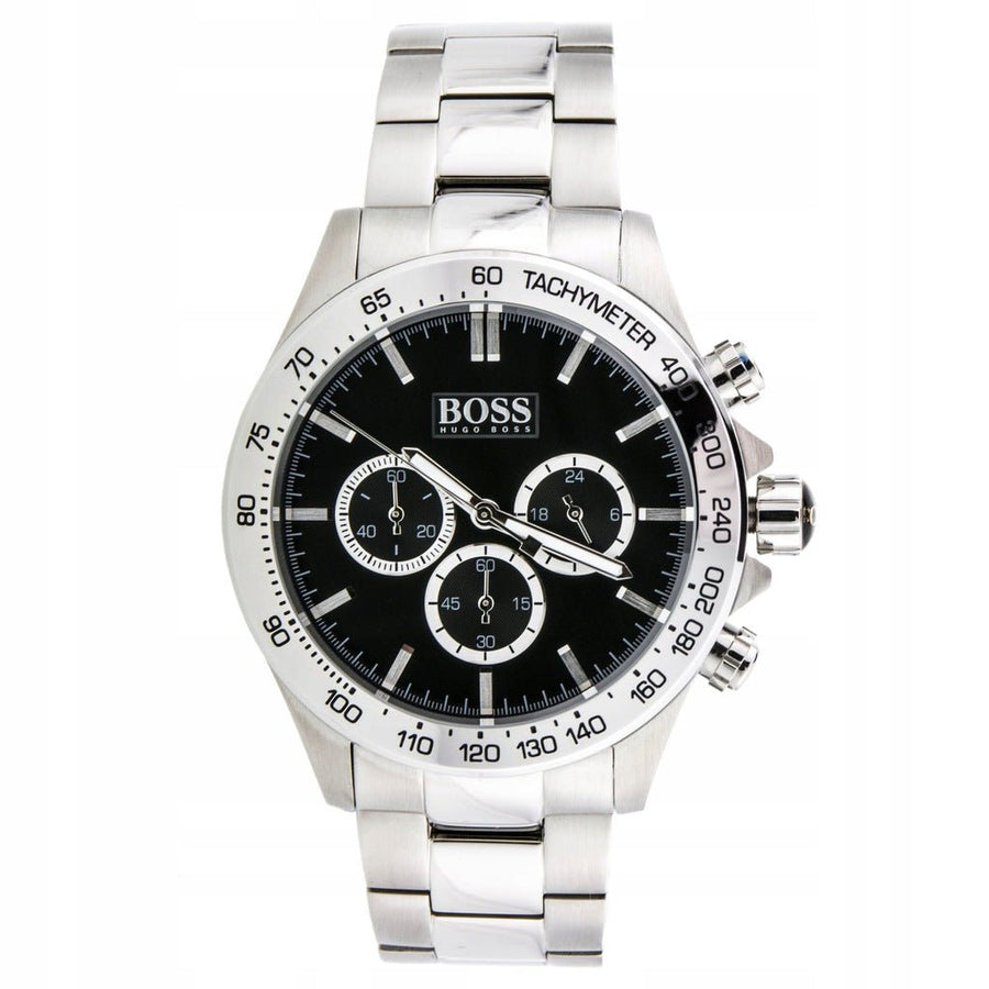 Hugo Boss Ikon Black Dial Silver Steel Strap Watch for Men - 1512965