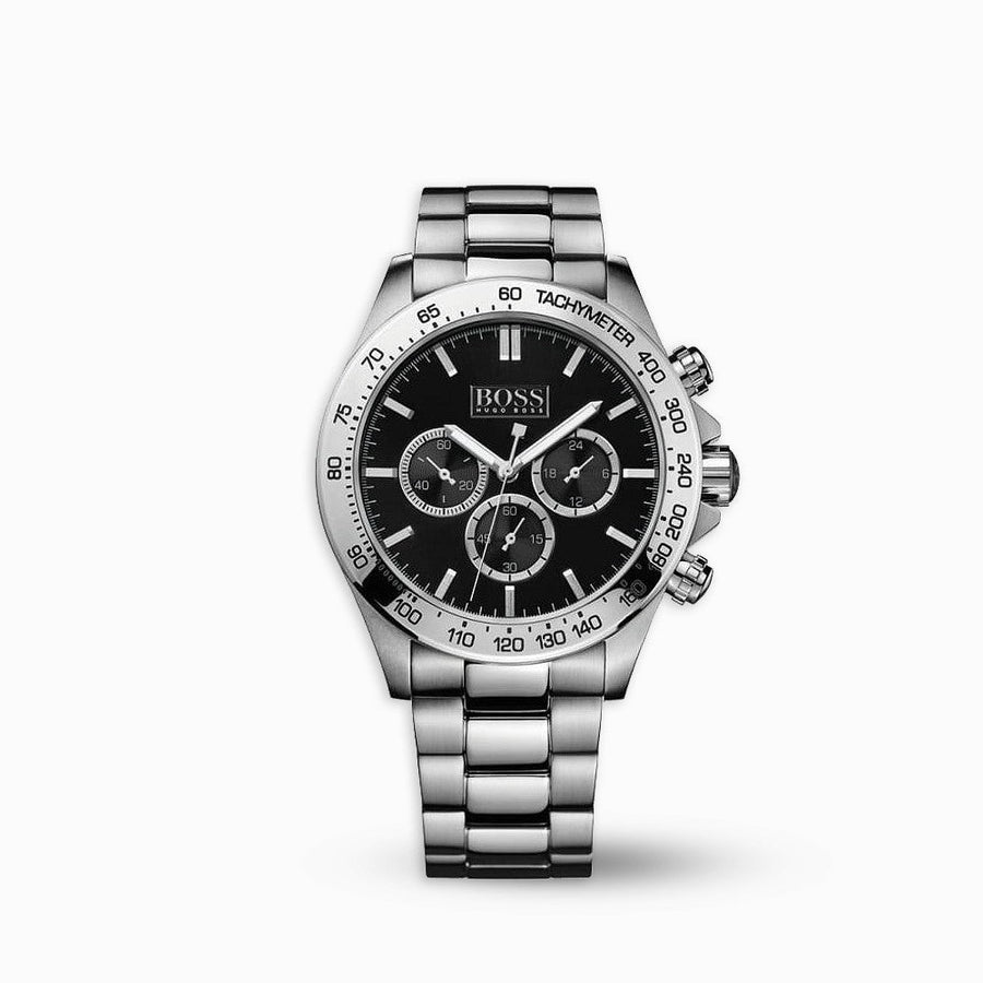 Hugo Boss Ikon Black Dial Silver Steel Strap Watch for Men - 1512965