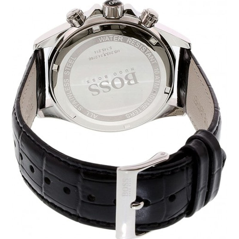 Hugo Boss Ikon Blue Dial Black Leather Strap Watch for Men - 1513176