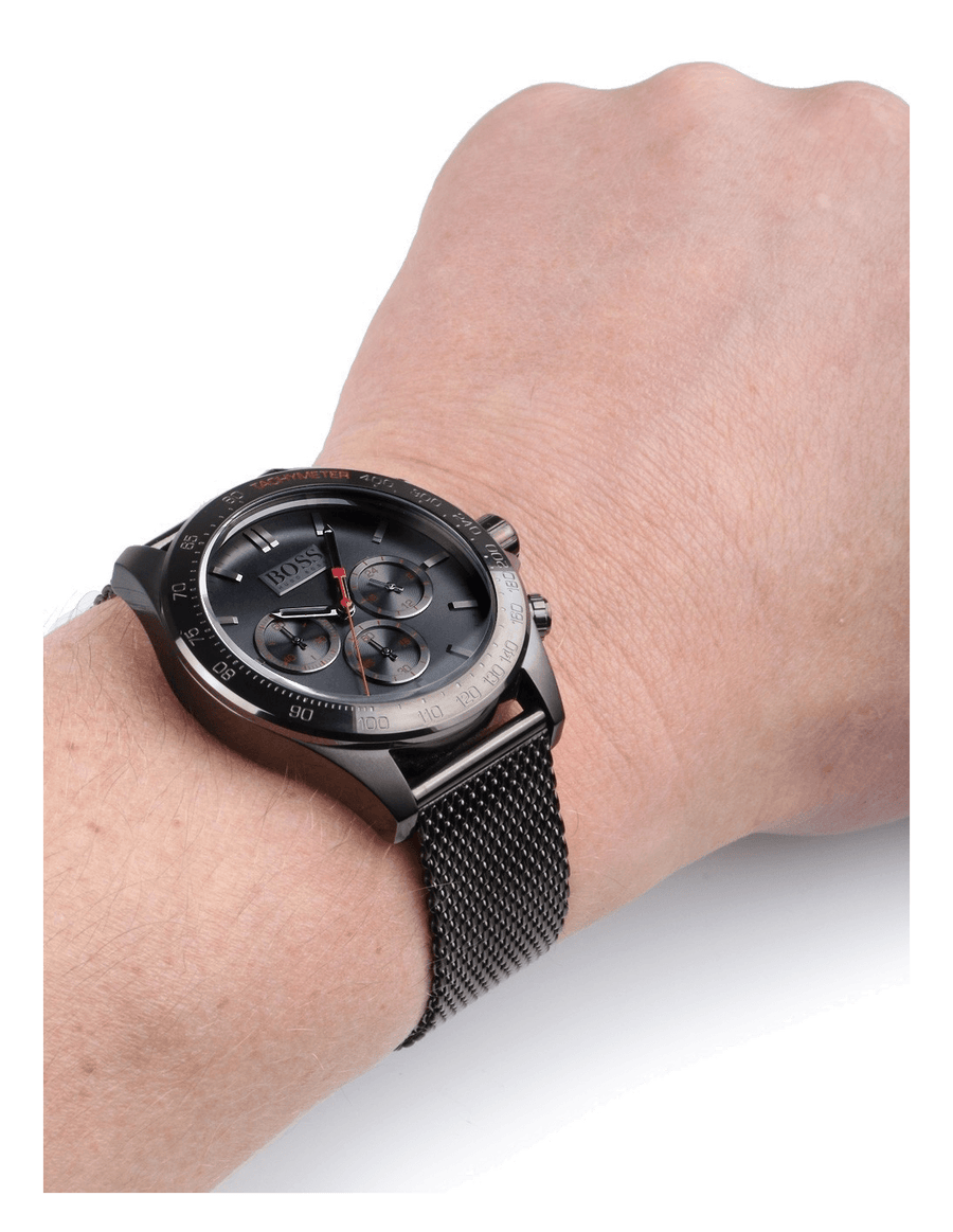 Hugo Boss Ikon Grey Dial Grey Mesh Bracelet Watch for Men - 1513443