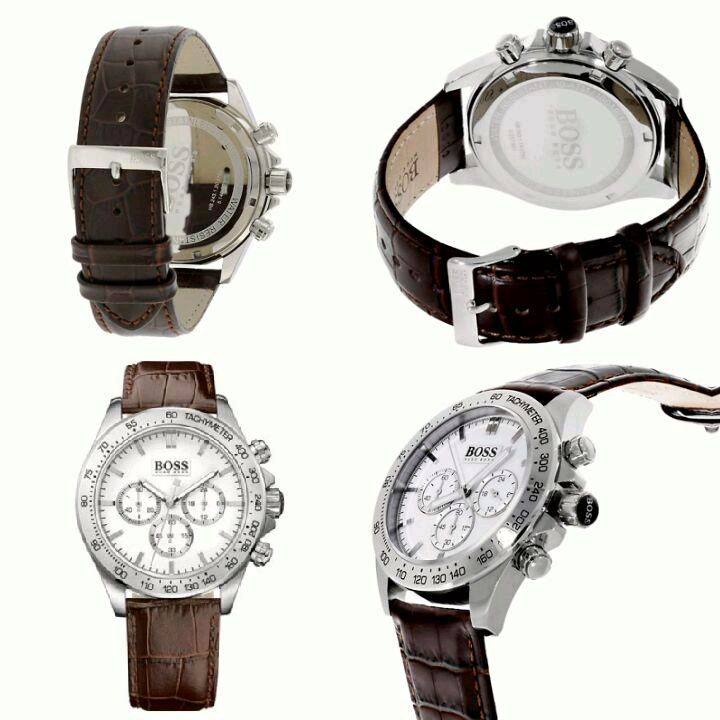 Hugo Boss Ikon White Dial Brown Leather Strap Watch for Men - 1513175