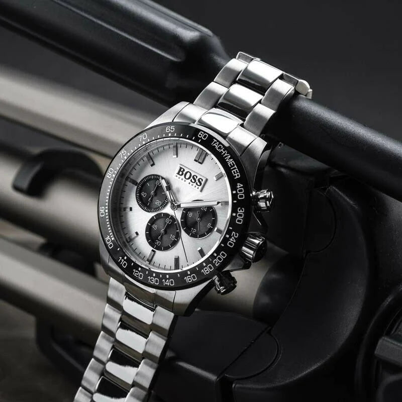Hugo Boss Ikon White Dial Silver Steel Strap Watch for Men - 1512964