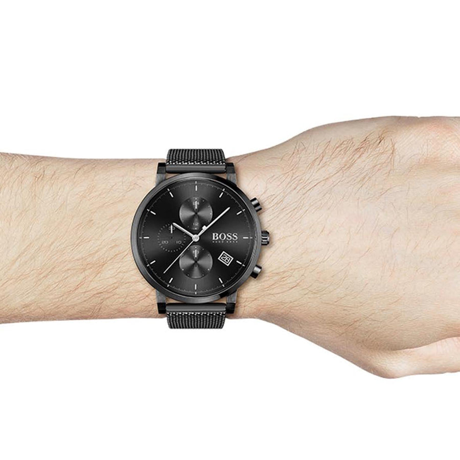 Hugo Boss Integrity Black Dial Black Mesh Bracelet Watch for Men - 1513813