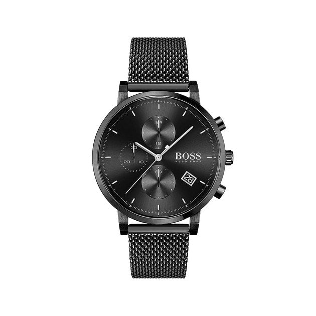 Hugo Boss Integrity Black Dial Black Mesh Bracelet Watch for Men - 1513813