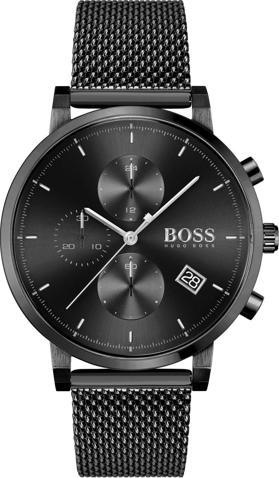 Hugo Boss Integrity Black Dial Black Mesh Bracelet Watch for Men - 1513813