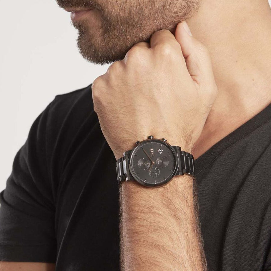 Hugo Boss Integrity Black Dial Black Steel Strap Watch for Men - 1513780