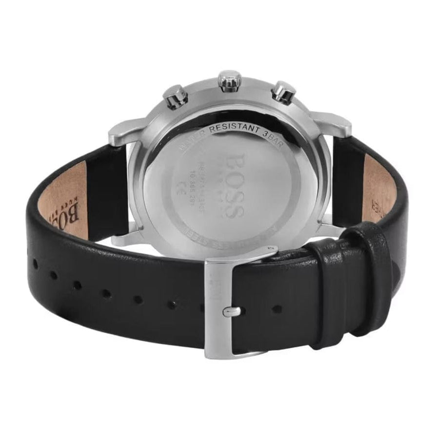 Hugo Boss Integrity Chronograph Black Dial Black Leather Strap Watch for Men - 1513777