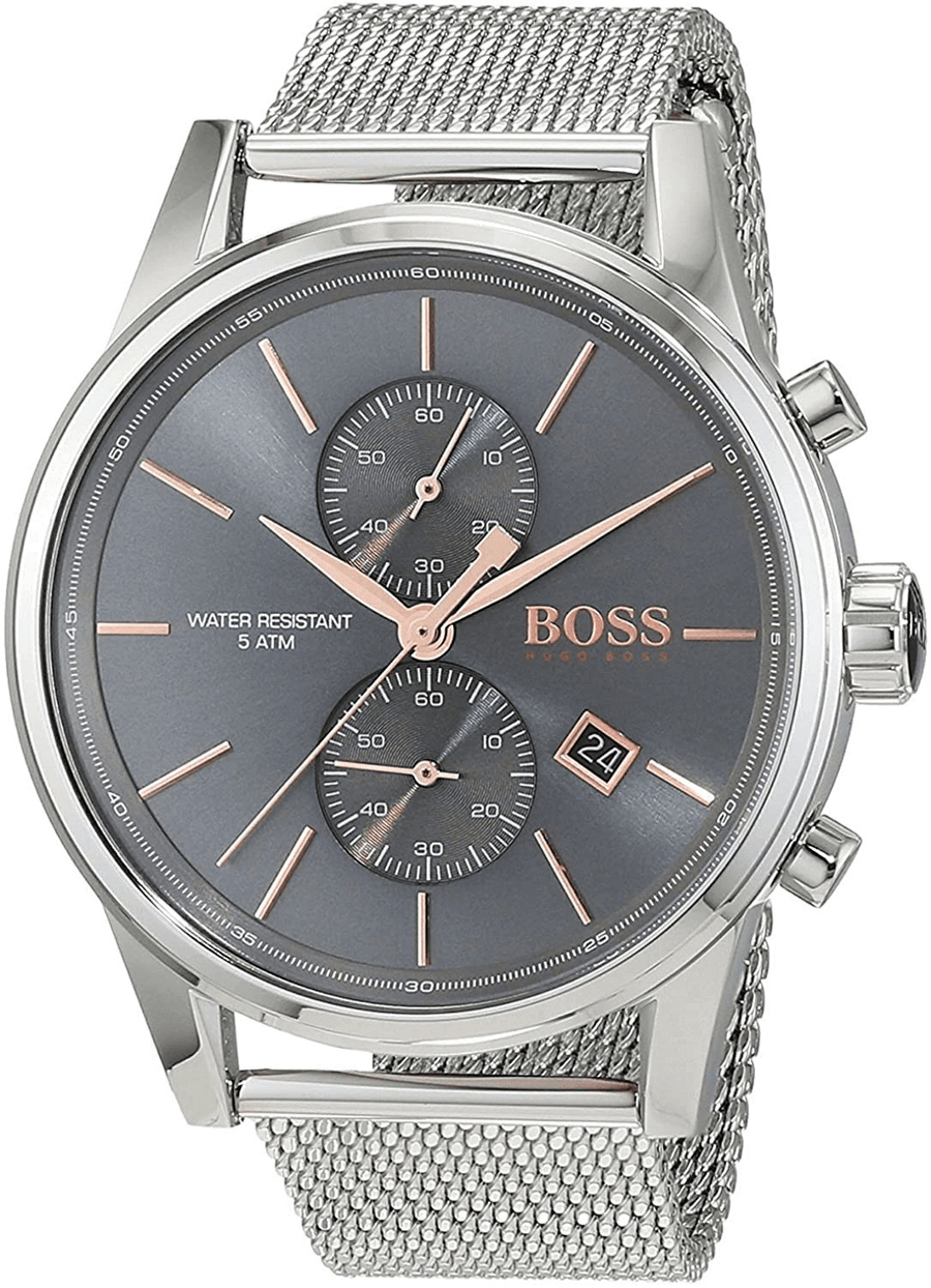 Hugo Boss Jet Chronograph Grey Dial Silver Mesh Bracelet Watch for Men - 1513440