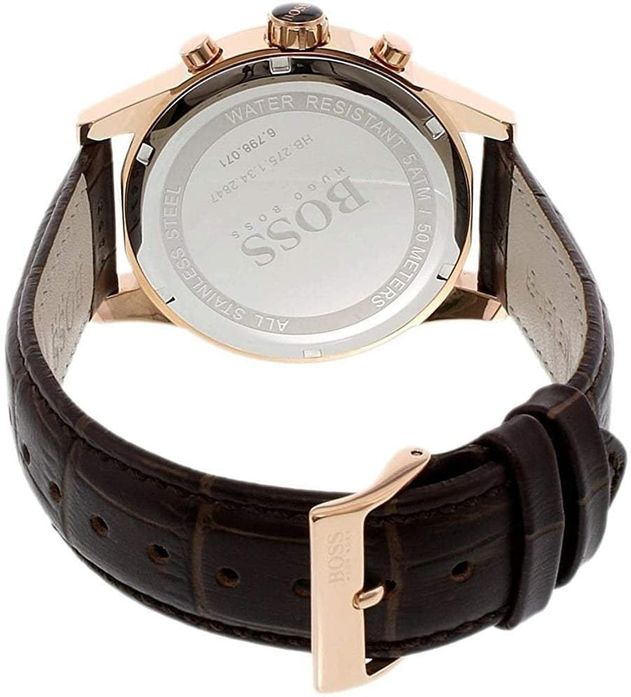 Hugo Boss Jet Grey Dial Brown Leather Strap Watch for Men - 1513281