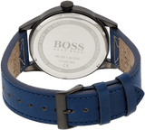 Hugo Boss Grand Prix Chronograph Black Dial Blue Leather Strap Watch for Men - 1513563