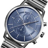 Hugo Boss Architectural Blue Dial Grey Steel Strap Watch for Men - 1513574