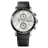 Hugo Boss Rafale Chronograh Quartz White Dial Black Leather Strap Watch For Men - HB1513403