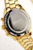 Hugo Boss Champion Black Dial Gold Steel Strap Watch for Men - 1513848