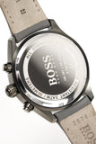 Hugo Boss Grand Prix White Dial Grey Leather Strap Watch for Men - 1513633