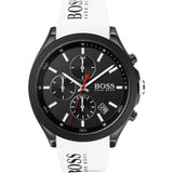 Hugo Boss Velocity Black Dial White Rubber Strap Watch for Men - 1513718