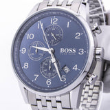 Hugo Boss Navigator Chronograph Blue Dial Silver Steel Strap Watch for Men - 1513498