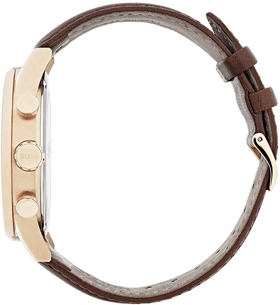 Hugo Boss Navigator Grey Dial Brown Leather Strap Watch for Men - 1513496