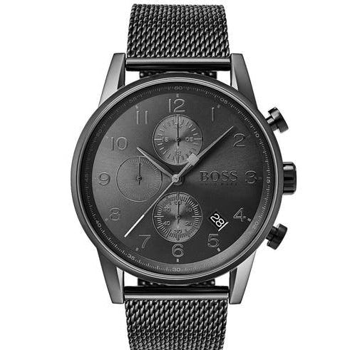 Hugo Boss Navigator Grey Dial Grey Mesh Bracelet Watch for Men - 1513674