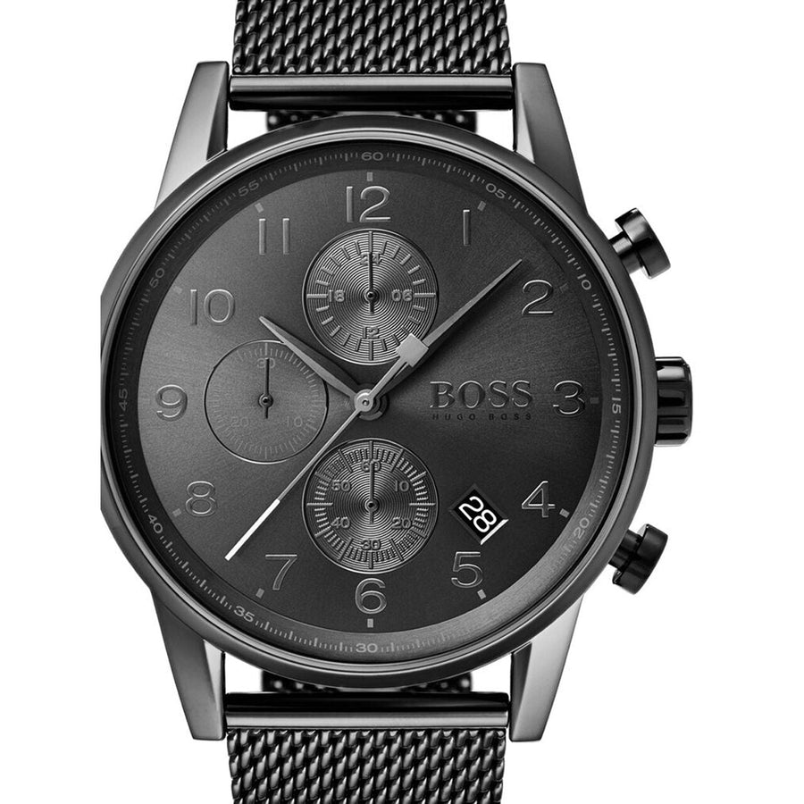 Hugo Boss Navigator Grey Dial Grey Mesh Bracelet Watch for Men - 1513674