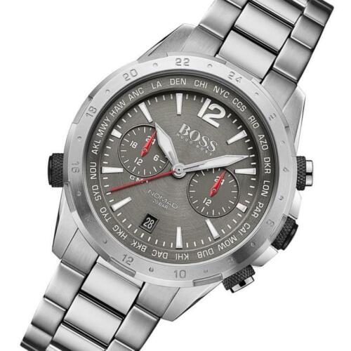Hugo Boss Nomad Grey Dial Silver Steel Strap Watch for Men - 1513774