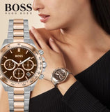 Hugo Boss Novia Brown Dial Two Tone Steel Strap Watch for Women - 1502617