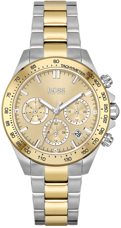 Hugo Boss Novia Gold Dial Two Tone Steel Strap Watch for Women - 1502618