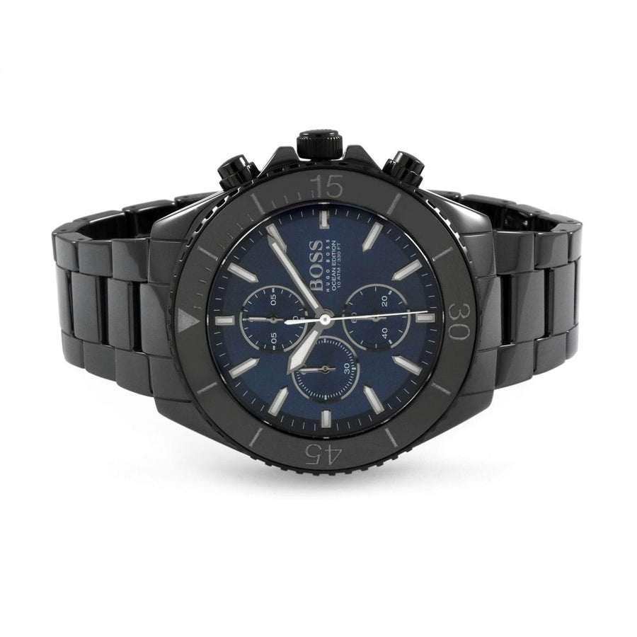 Hugo Boss Ocean Edition Navy Blue Dial Black Steel Strap Watch for Men - 1513743