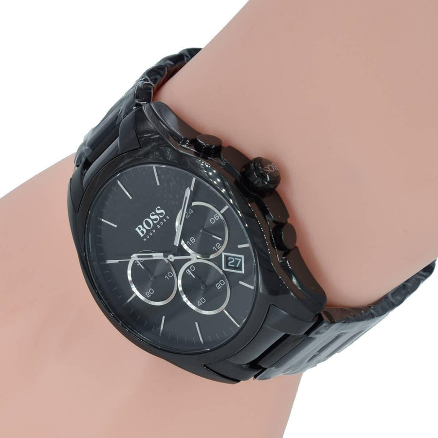 Hugo Boss Onyx Black Dial Black Leather Strap Watch for Men - 1513367