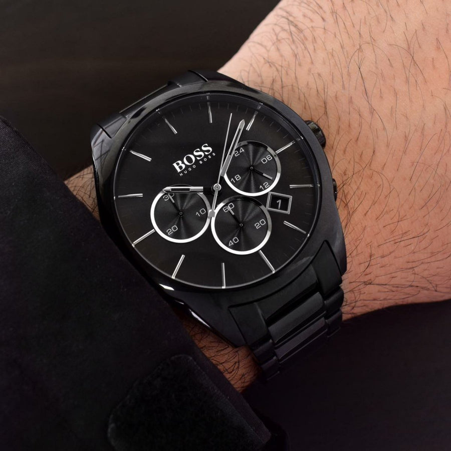 Hugo Boss Onyx Black Dial Black Steel Strap Watch for Men - 1513365