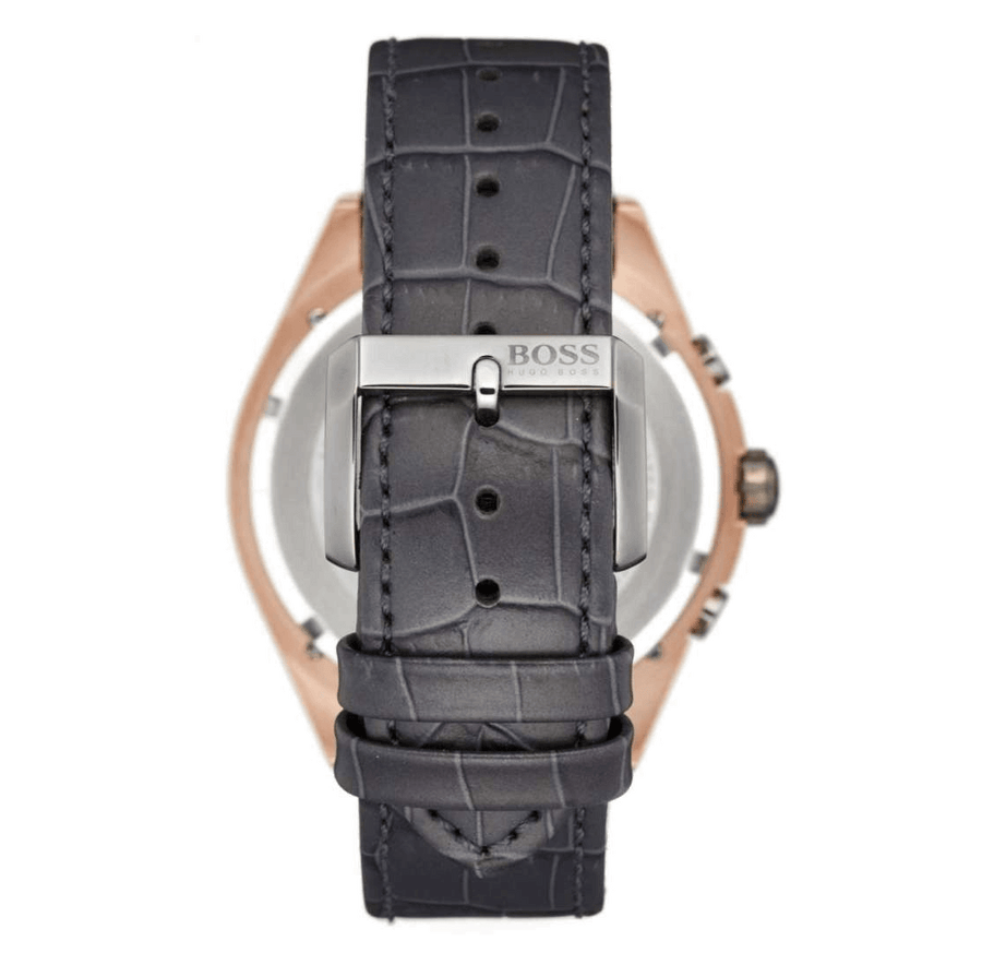Hugo Boss Onyx Grey Dial Black Leather Strap Watch for Men - 1513366