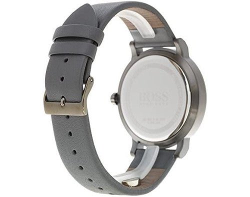 Hugo Boss Architectural Grey Dial Grey Leather Strap Watch for Men - 1513570