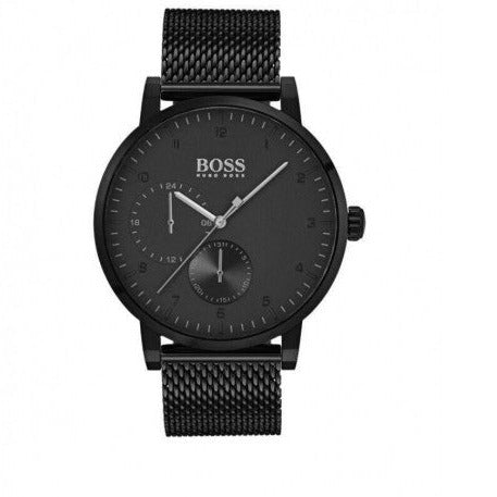 Hugo Boss Oxygen Black Dial Black Mesh Bracelet Watch for Men - 1513636