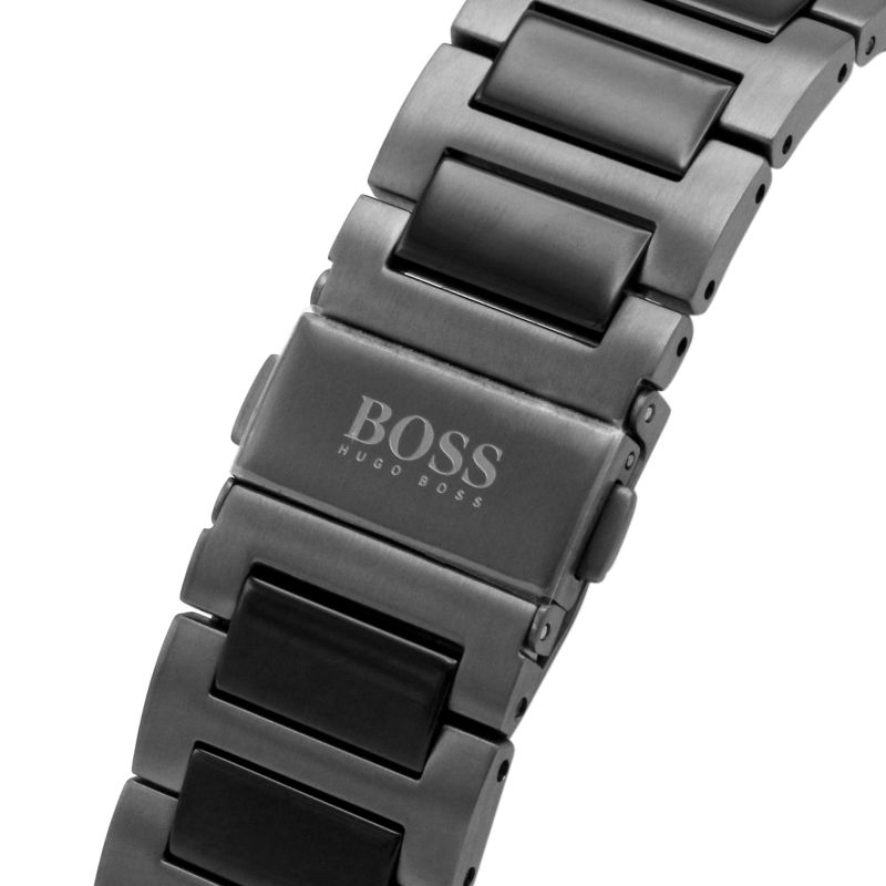 Hugo Boss Peak Black Dial Black Steel Strap Watch for Men - 1513814