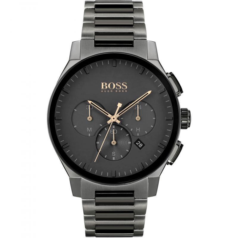 Hugo Boss Peak Black Dial Black Steel Strap Watch for Men - 1513814