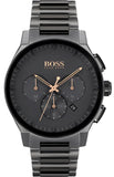 Hugo Boss Peak Black Dial Black Steel Strap Watch for Men - 1513814