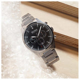 Hugo Boss Pioneer Black Dial Silver Steel Strap Watch for Men - 1513712